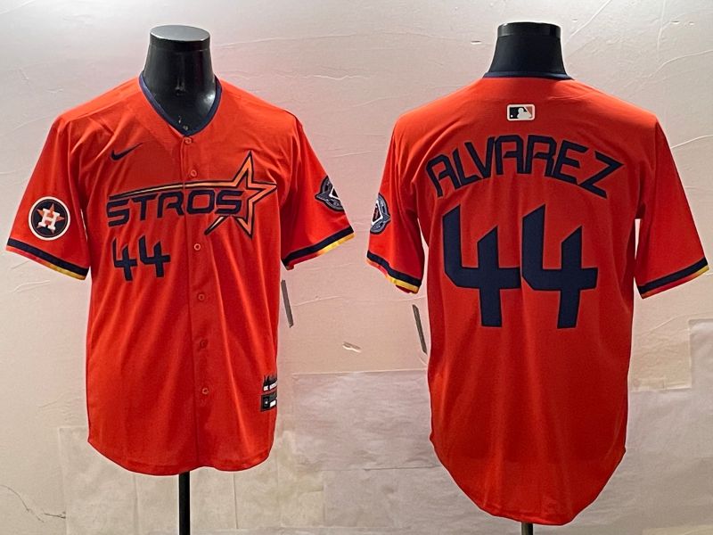 Men Houston Astros #44 Alvarez Orange Three generations Joint Name 2025 Nike MLB Jersey style 8